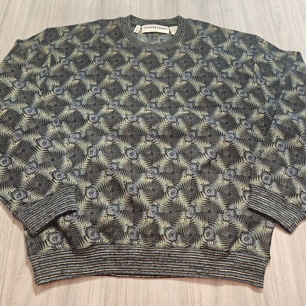 Jhane Barnes Sweatshirt Mens Large Multicolor Abstract Art Pullover Casual‎ Dad